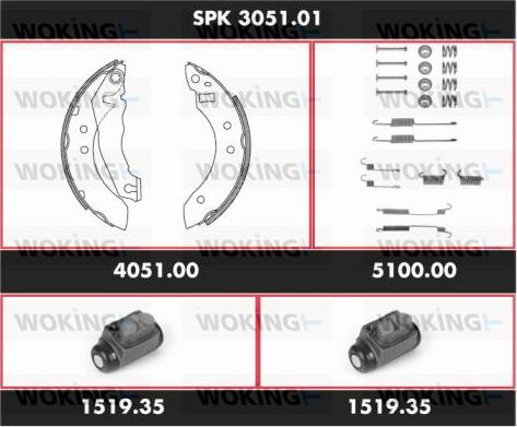 Woking SPK 3051.01 - Комплект спирачна челюст vvparts.bg