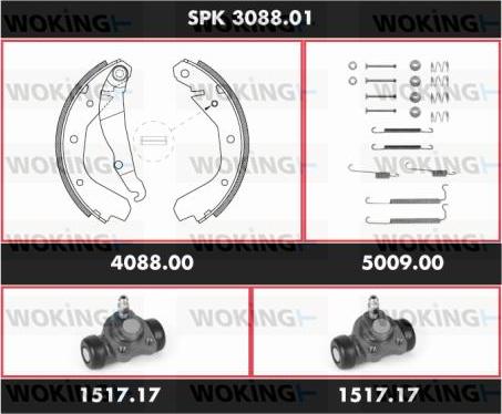 Woking SPK 3088.01 - Комплект спирачна челюст vvparts.bg