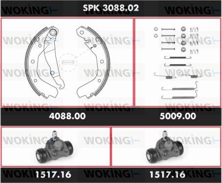 Woking SPK 3088.02 - Комплект спирачна челюст vvparts.bg