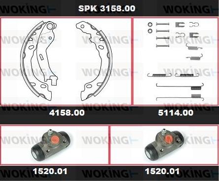 Woking SPK 3158.00 - Комплект спирачна челюст vvparts.bg