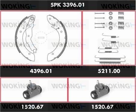 Woking SPK 3396.01 - Комплект спирачна челюст vvparts.bg