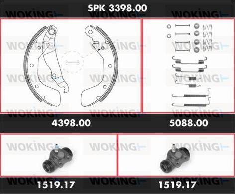 Woking SPK 3398.00 - Комплект спирачна челюст vvparts.bg