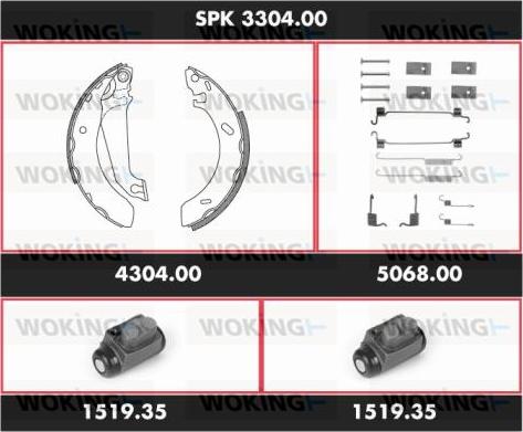 Woking SPK 3304.00 - Комплект спирачна челюст vvparts.bg