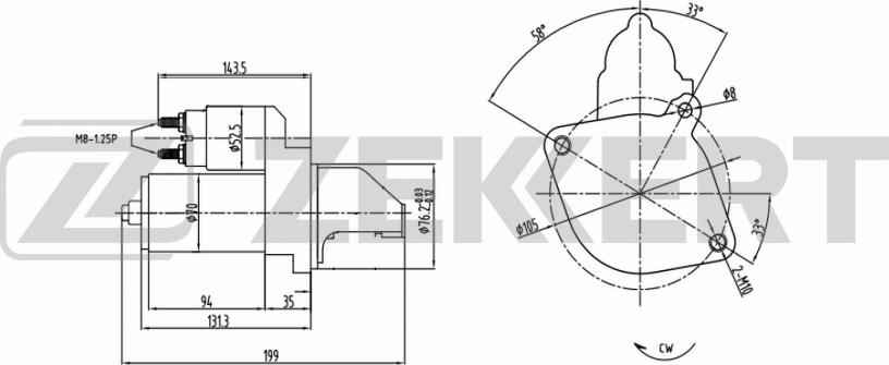 Zekkert AN-1019 - Стартер vvparts.bg