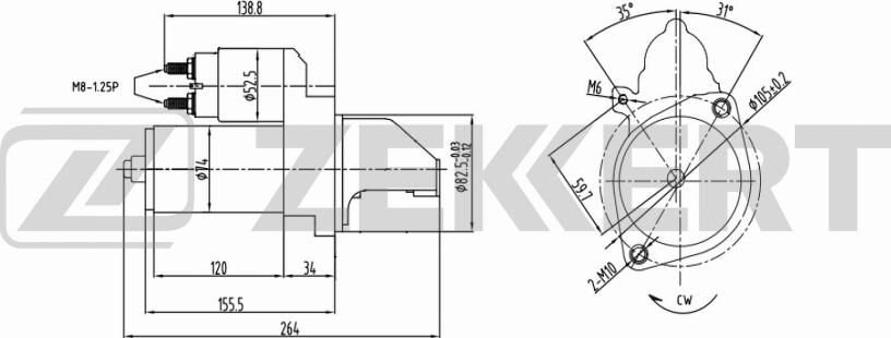 Zekkert AN-1022 - Стартер vvparts.bg