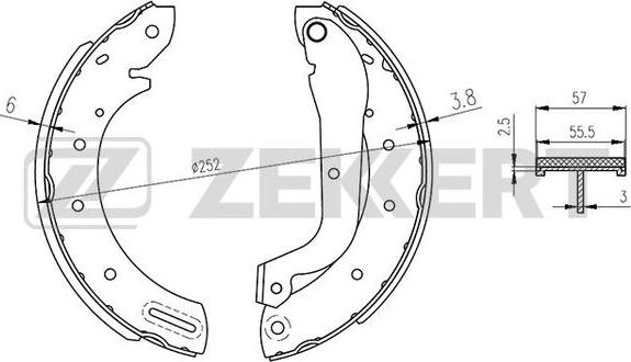 Zekkert BK-4133 - Комплект спирачна челюст vvparts.bg