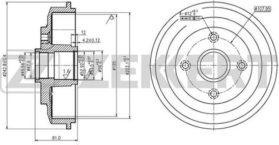 Zekkert BS-5451 - Спирачен барабан vvparts.bg