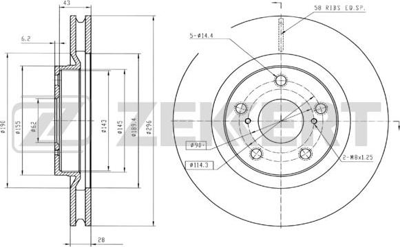 Zekkert BS-5430B - Спирачен диск vvparts.bg