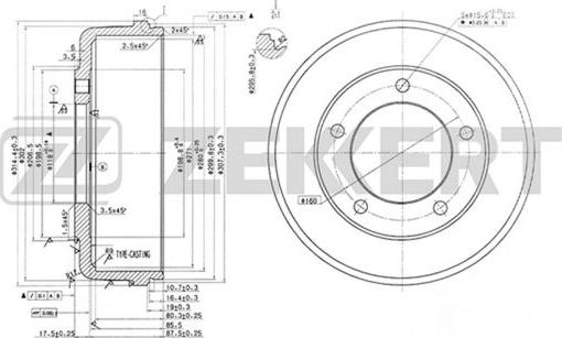 Zekkert BS-5534 - Спирачен барабан vvparts.bg