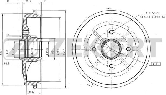 Zekkert BS-5537 - Спирачен барабан vvparts.bg