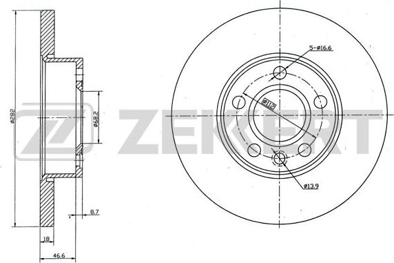 Zekkert BS-5093 - Спирачен диск vvparts.bg