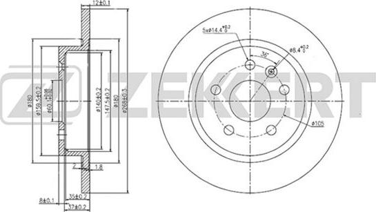 Zekkert BS-5052 - Спирачен диск vvparts.bg