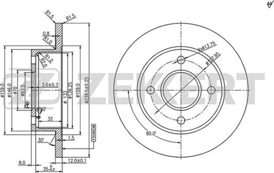 Zekkert BS-5072 - Спирачен диск vvparts.bg