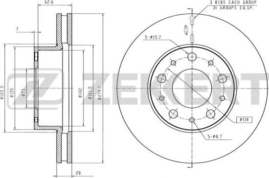 Zekkert BS-5108 - Спирачен диск vvparts.bg