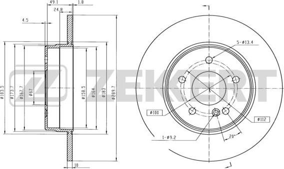 Zekkert BS-5809 - Спирачен диск vvparts.bg