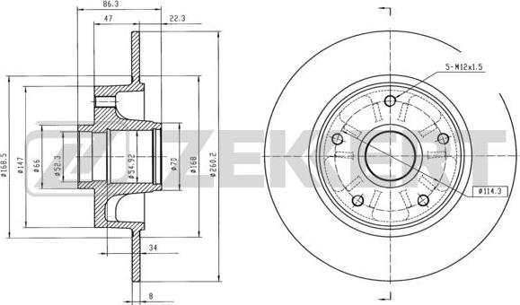 Zekkert BS5877 - Спирачен диск vvparts.bg