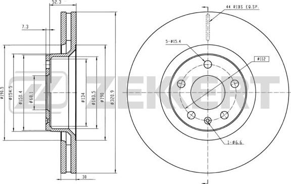 Zekkert BS-5334B - Спирачен диск vvparts.bg