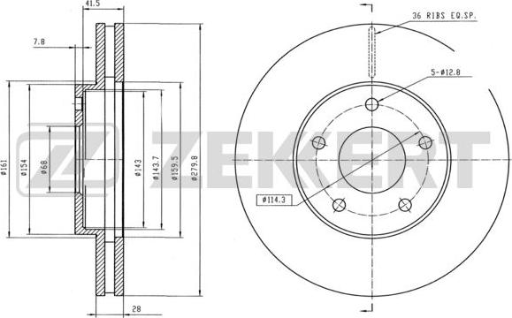 Zekkert BS-5325B - Спирачен диск vvparts.bg