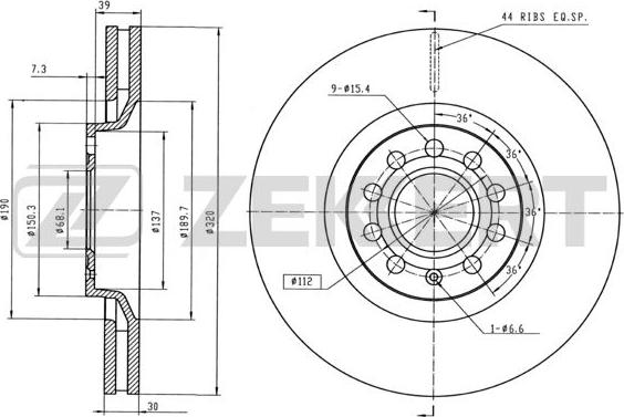 Zekkert BS-5245B - Спирачен диск vvparts.bg