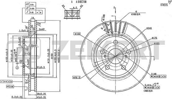 Zekkert BS-5205 - Спирачен диск vvparts.bg