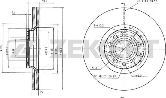 Zekkert BS-5279B - Спирачен диск vvparts.bg