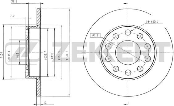 Zekkert BS-5780B - Спирачен диск vvparts.bg