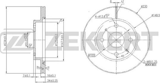 Zekkert BS-5725 - Спирачен диск vvparts.bg