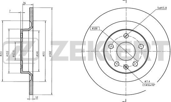 Zekkert BS-6596 - Спирачен диск vvparts.bg