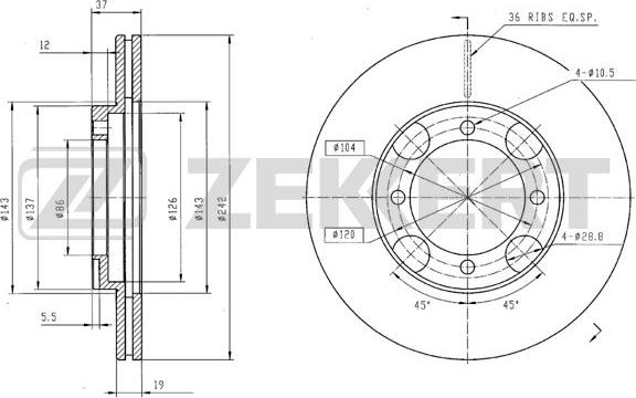 Zekkert BS-6052 - Спирачен диск vvparts.bg