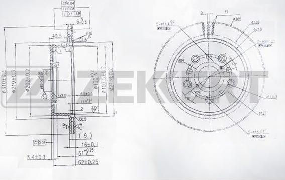 Zekkert BS-6085 - Спирачен диск vvparts.bg