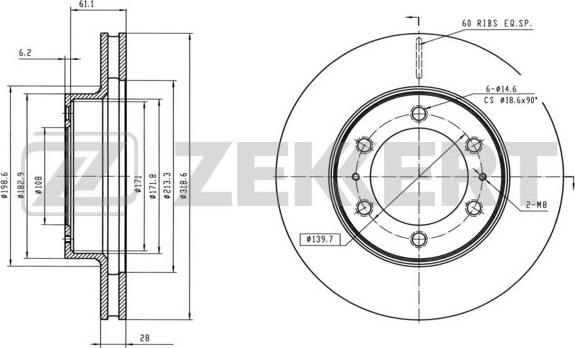 Zekkert BS-6082 - Спирачен диск vvparts.bg