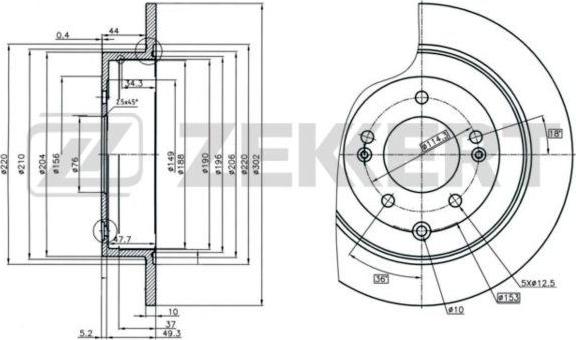 Zekkert BS-6190 - Спирачен диск vvparts.bg