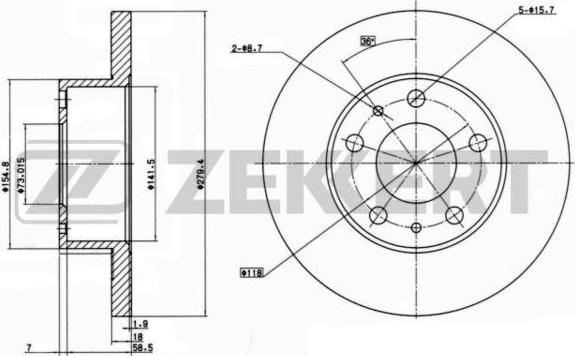 Zekkert BS-6147 - Спирачен диск vvparts.bg