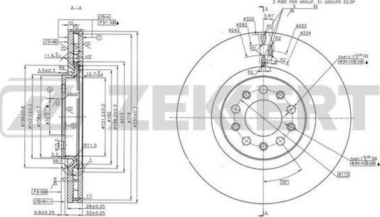 Zekkert BS-6176 - Спирачен диск vvparts.bg