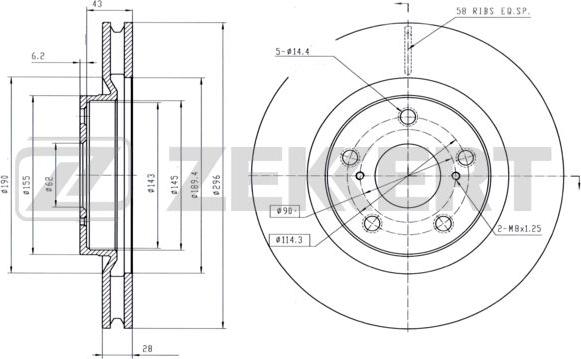 Zekkert BS-6307 - Спирачен диск vvparts.bg