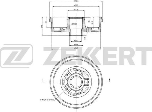 Zekkert BS-6282 - Спирачен барабан vvparts.bg