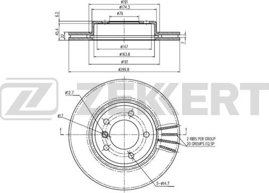 Zekkert BS-6222B - Спирачен диск vvparts.bg