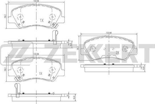 Zekkert BS-1910 - Комплект спирачно феродо, дискови спирачки vvparts.bg