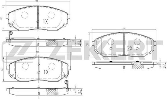 Zekkert BS-1917 - Комплект спирачно феродо, дискови спирачки vvparts.bg