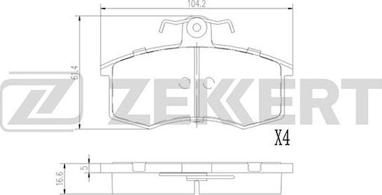 Zekkert BS-1927 - Комплект спирачно феродо, дискови спирачки vvparts.bg