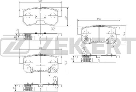 Zekkert BS-1496 - Комплект спирачно феродо, дискови спирачки vvparts.bg