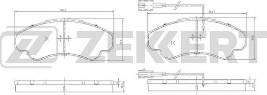 Zekkert BS-1459 - Комплект спирачно феродо, дискови спирачки vvparts.bg