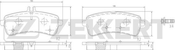 Zekkert BS-1413 - Комплект спирачно феродо, дискови спирачки vvparts.bg