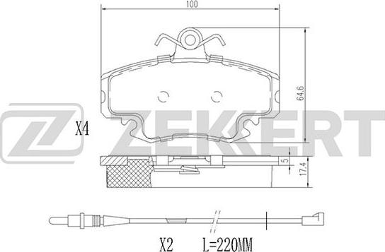 Zekkert BS-1482 - Комплект спирачно феродо, дискови спирачки vvparts.bg