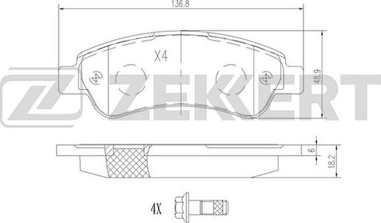 Zekkert BS-1470 - Комплект спирачно феродо, дискови спирачки vvparts.bg