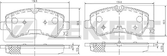 Zekkert BS-1566 - Комплект спирачно феродо, дискови спирачки vvparts.bg