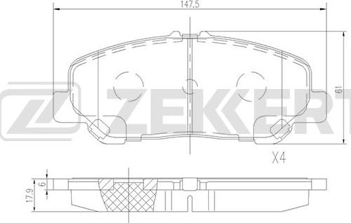 Zekkert BS-1513 - Комплект спирачно феродо, дискови спирачки vvparts.bg