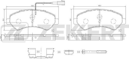 Zekkert BS-1696 - Комплект спирачно феродо, дискови спирачки vvparts.bg