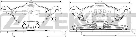 Zekkert BS-1661 - Комплект спирачно феродо, дискови спирачки vvparts.bg