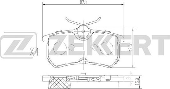 Zekkert BS-1662 - Комплект спирачно феродо, дискови спирачки vvparts.bg